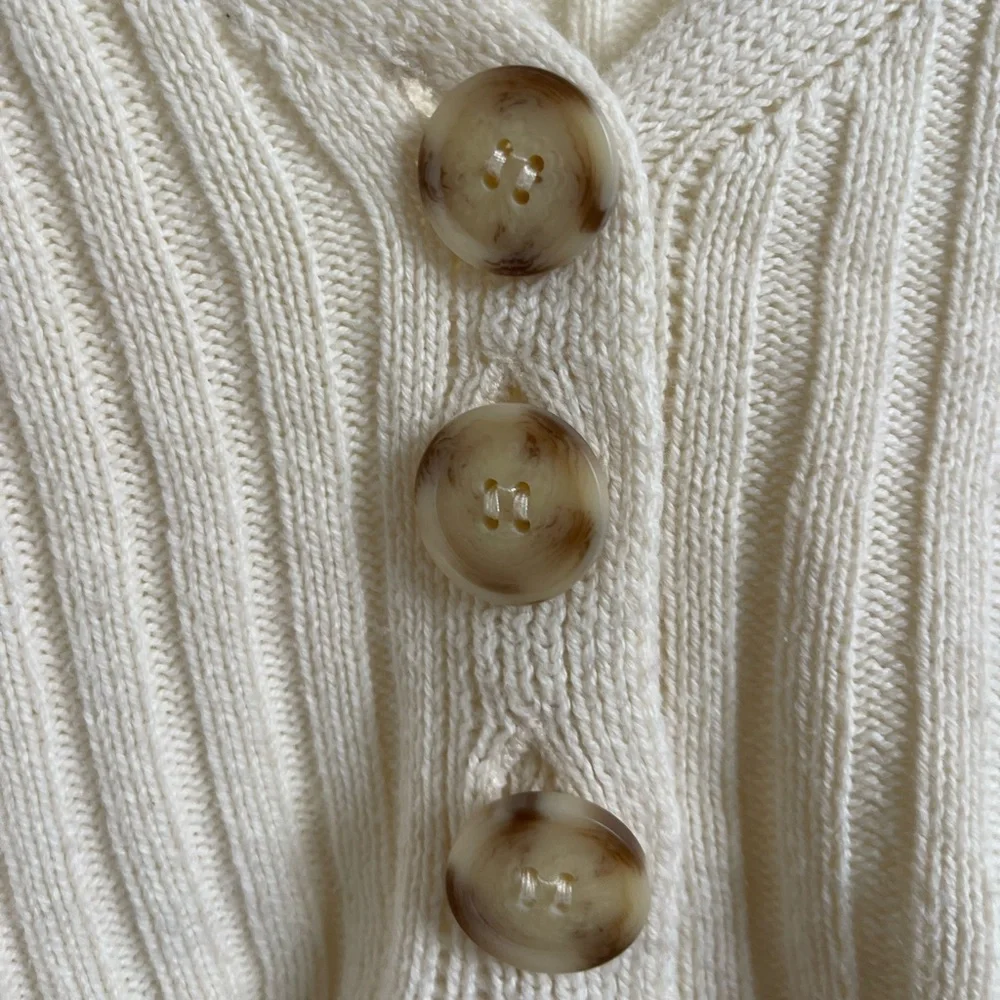 Cream ribbed button up cropped cardigan. Long sleeve. Urban outfitters. Size S - Picture 3 of 4